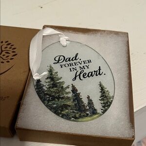 Dad Forever In My Heart Glass Ornament - Green Tree Design